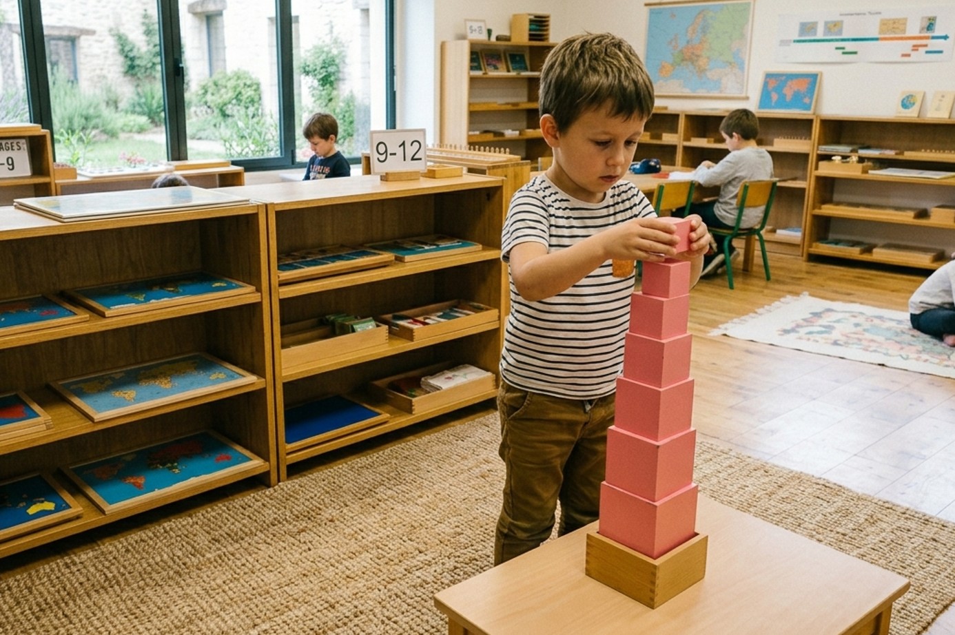 Activités Montessori 3-4 ans : lettres rugueuses et matériel sensoriel
