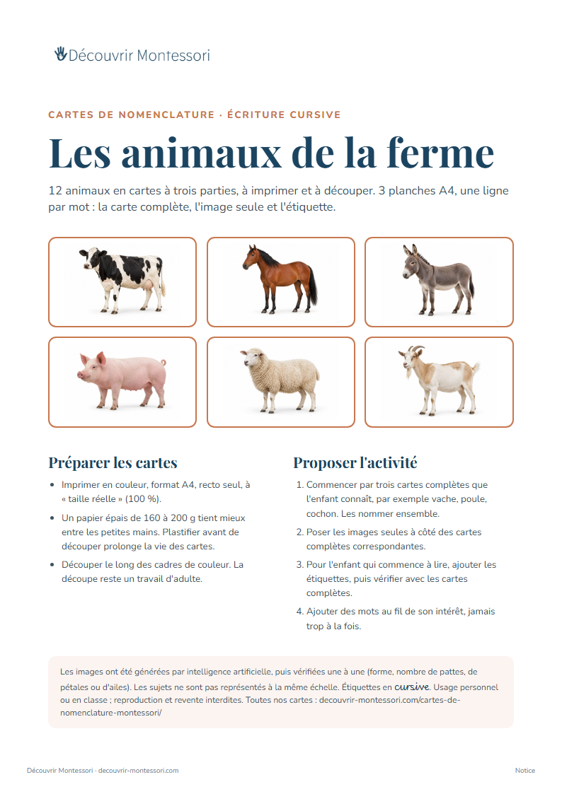 Couverture des cartes « Les animaux de la ferme »