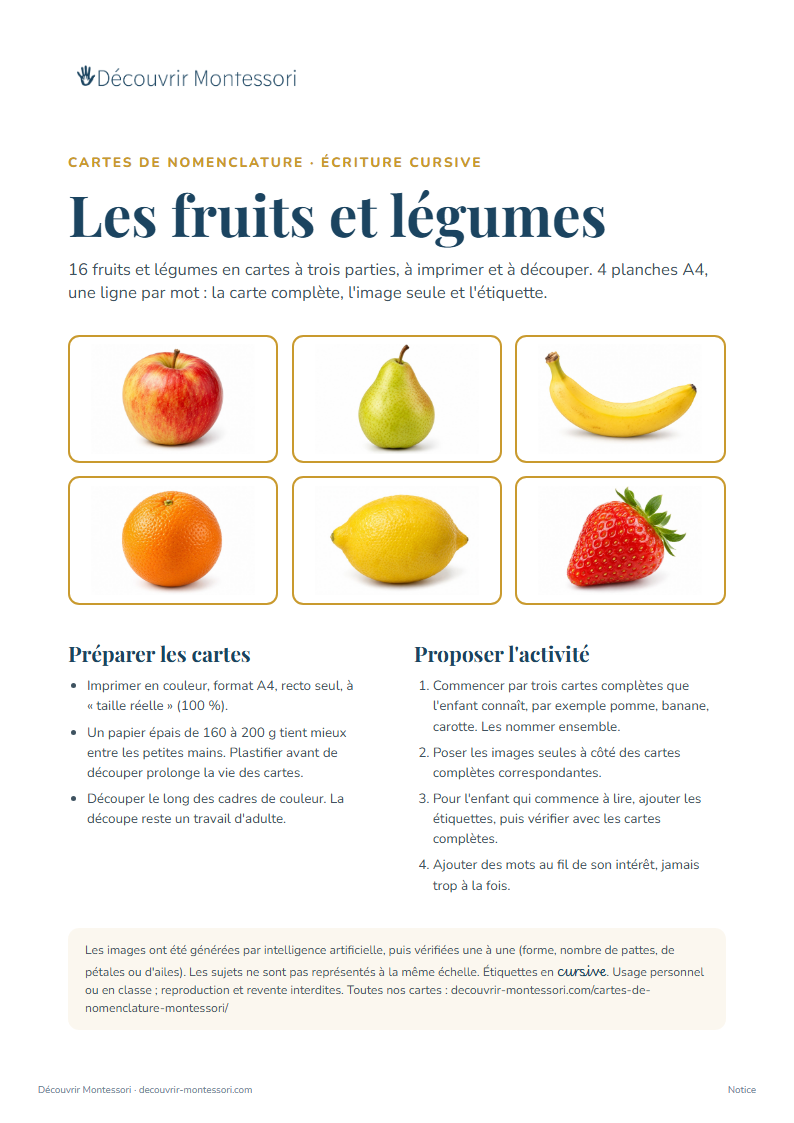 Couverture des cartes « Les fruits et légumes »