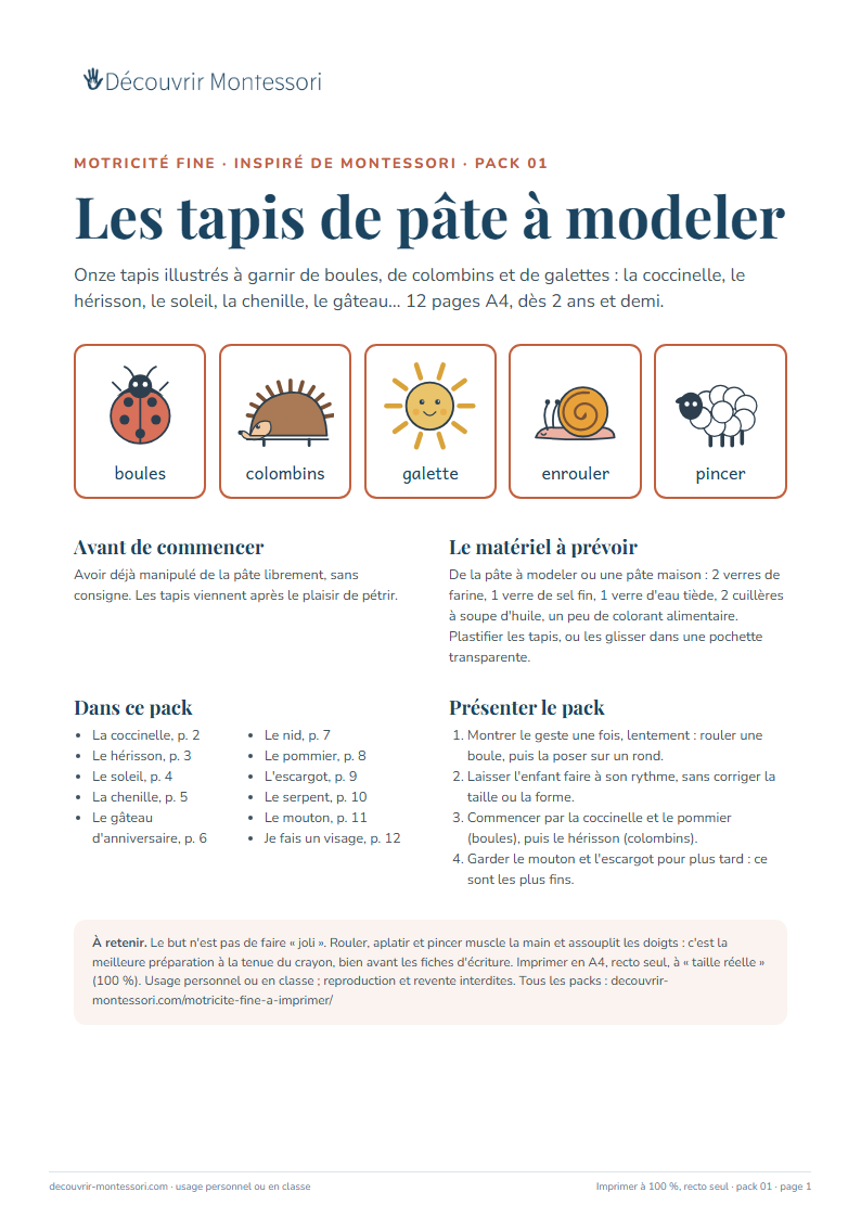 Première page du pack « Les tapis de pâte à modeler »