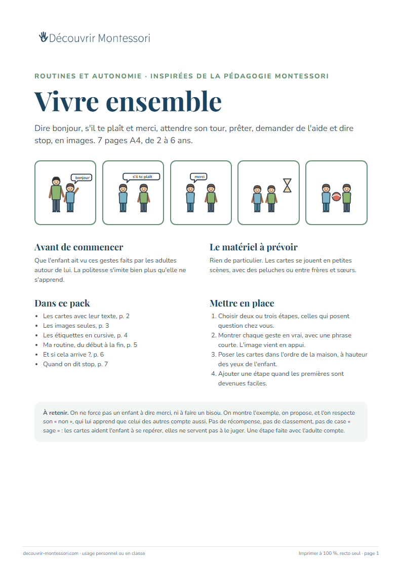 Première page du pack « Vivre ensemble »