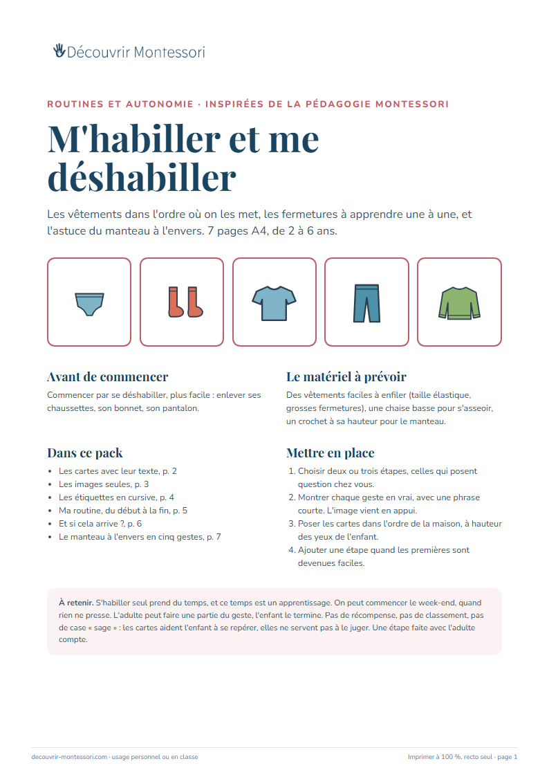 Première page du pack « M'habiller et me déshabiller »