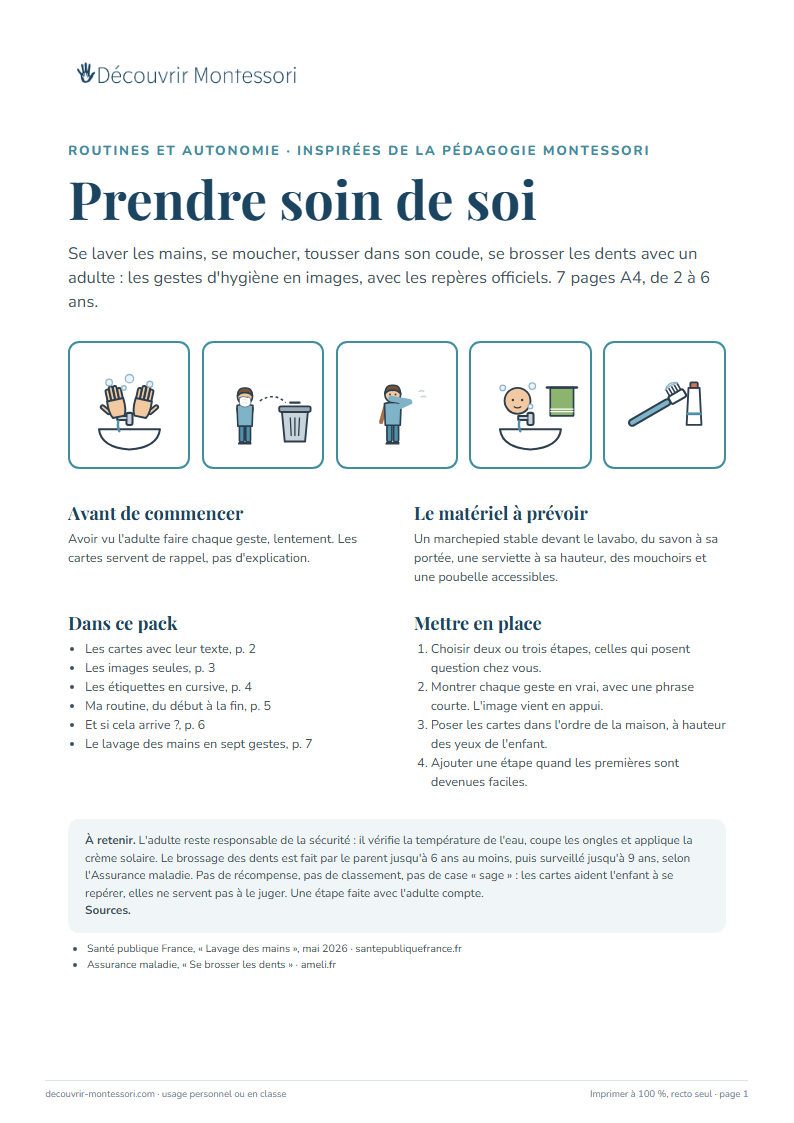 Première page du pack « Prendre soin de soi »