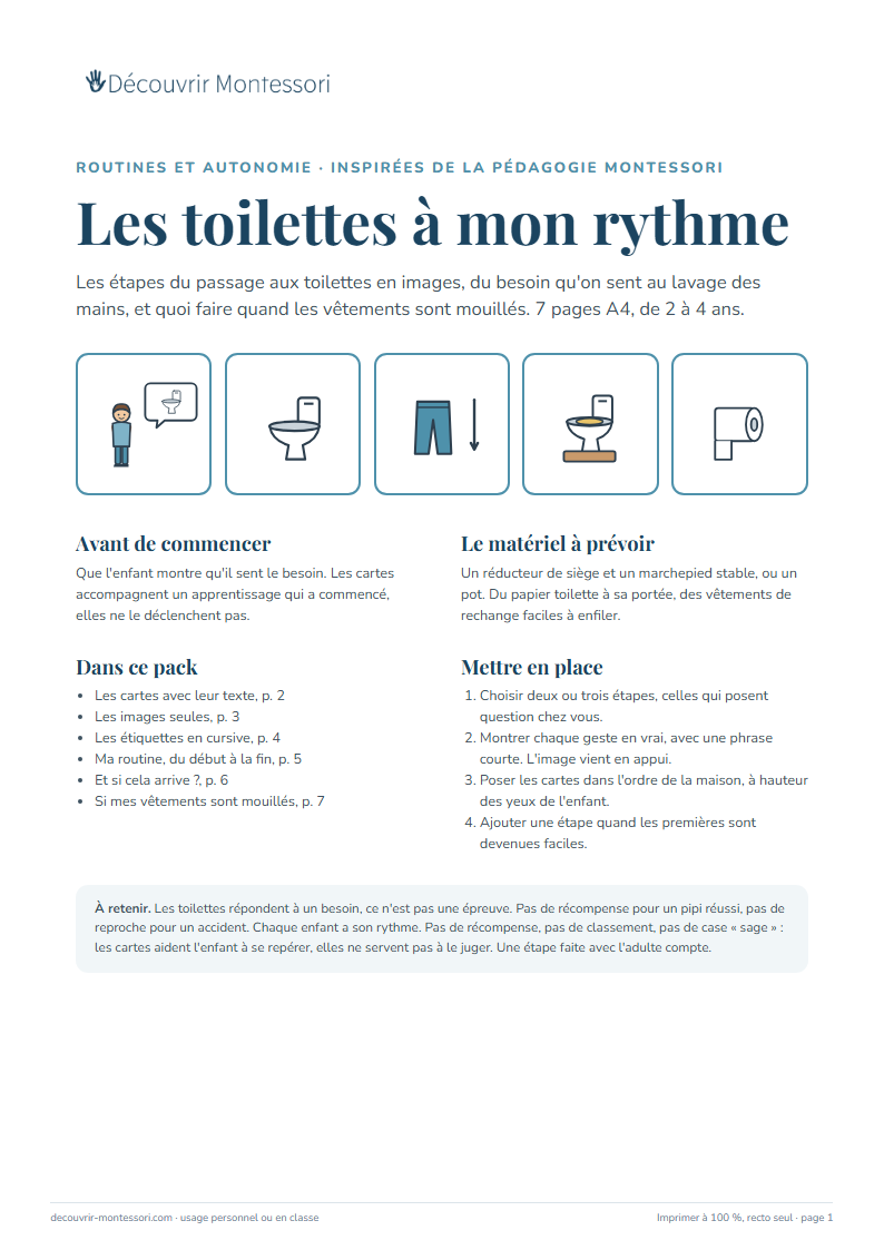 Première page du pack « Les toilettes à mon rythme »
