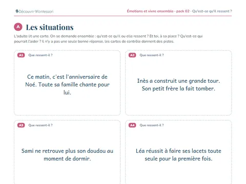 Une page du pack « Qu'est-ce qu'il ressent ? »
