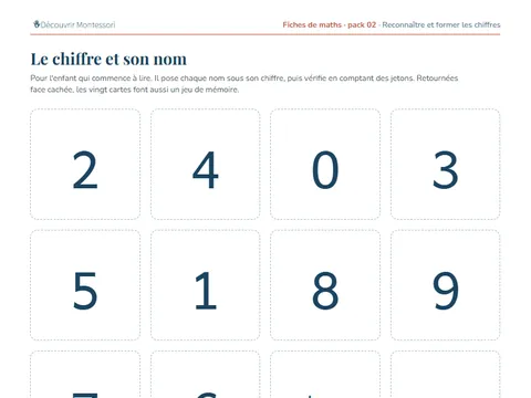 Une page d'exercices du pack de maths 02 « Reconnaître et former les chiffres »