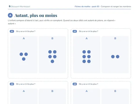 Une page d'exercices du pack de maths 03 « Comparer et ranger les nombres »