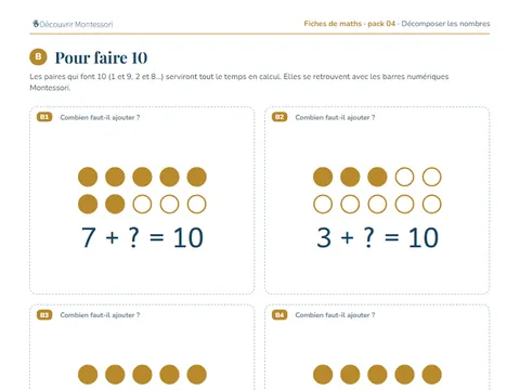 Une page d'exercices du pack de maths 04 « Décomposer les nombres »