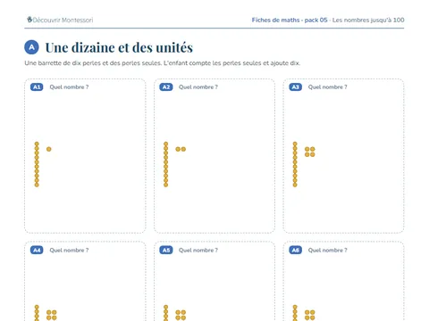 Une page d'exercices du pack de maths 05 « Les nombres jusqu'à 100 »
