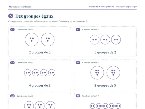 Une page d'exercices du pack de maths 09 « Multiplier et partager »