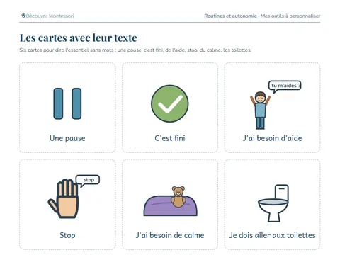 Une page de cartes du pack « Mes outils à personnaliser »