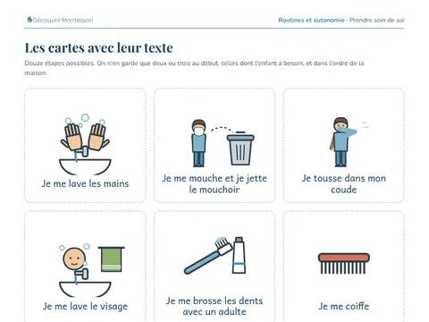 Une page de cartes du pack « Prendre soin de soi »